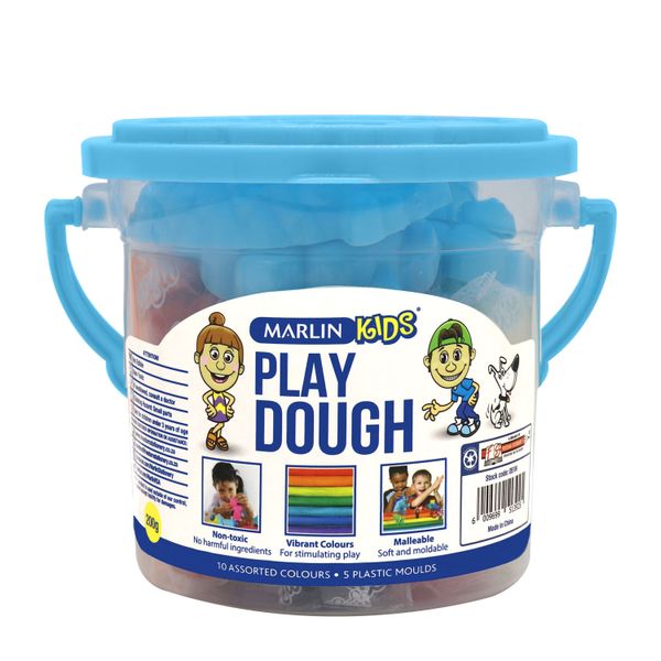 Marlin Kids - 200g Play Dough Assorted Colours + 5 Molds (Pack Of 12)