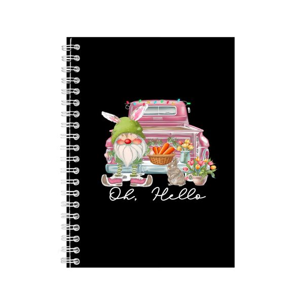 Hello A5 Notebook Spiral with Trendy Easter Graphic Words Design Present079