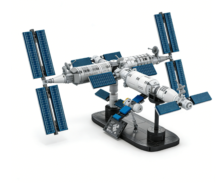 Space Station 541 Building Blocks Set (541pcs) - White &amp; Blue Cosmic Model