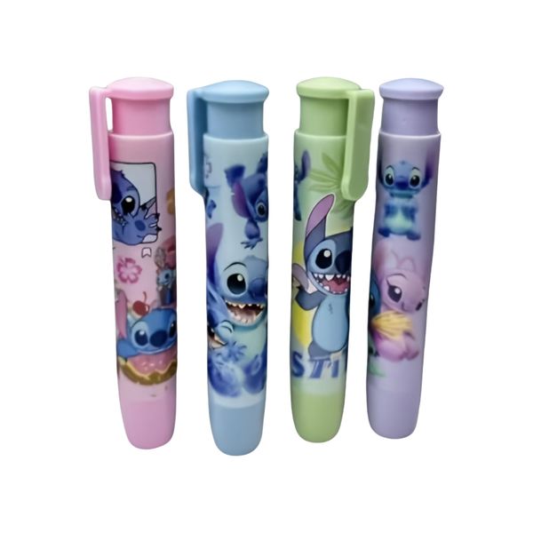 4pcs Disney Stitch Pen Style Angel and Devil Themed Oval Erasers