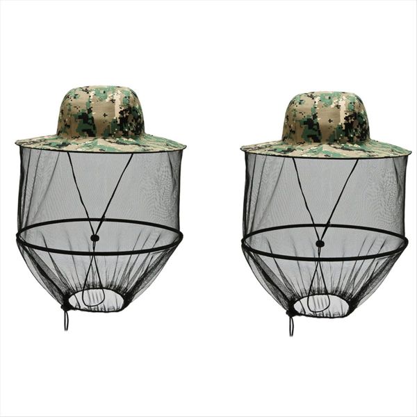 Green Camouflage Outdoor Anti-Mosquito Fishing Net Hat