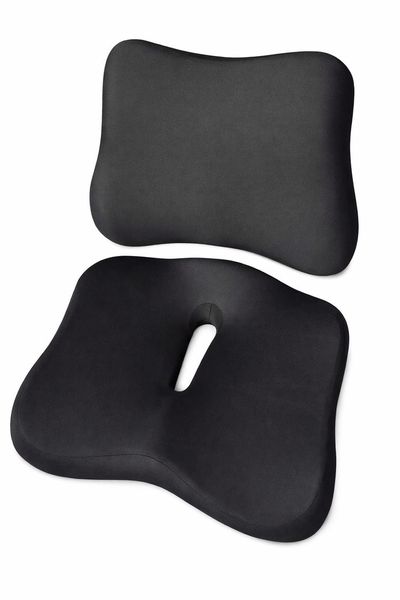 Ergonomic Memory Foam Seat Cushion Lumbar Support Pillow Combo