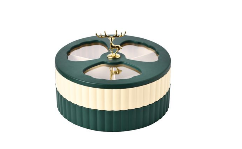 2 Layer 3 Divided Rotating Snack Serving Tray