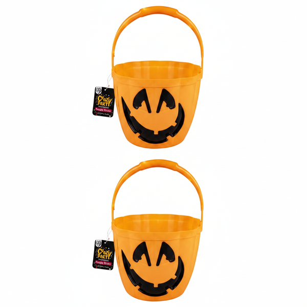 Halloween Pumpkin Candy Bucket with Light-Up Handle - Orange - 2 Pack