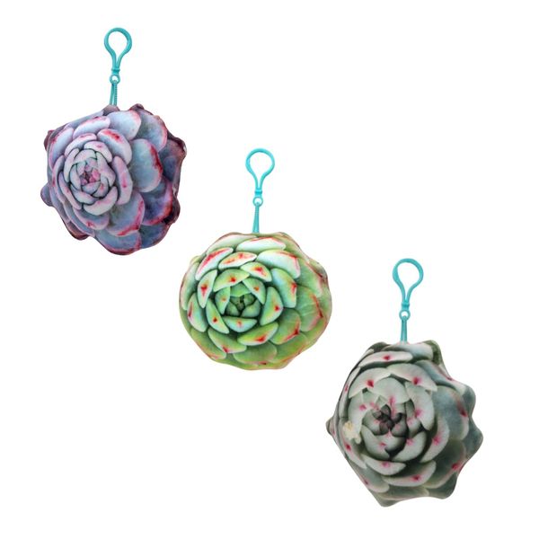 Gift Succulent Plant Cactus Plush Keyring (15cm) - Set of 3