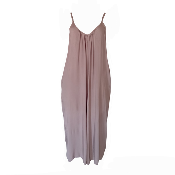 Camel Sleeveless Jumpsuit with Side Pockets