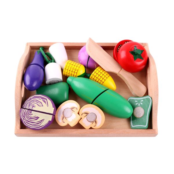 7pcs Wooden Cutting Vegetable Set Pretend Play Toys Kids with Storage Box