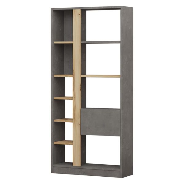 Yurupa - Bookshelf with Cabinet for Home &amp; Office Shelf - Felt Concrete