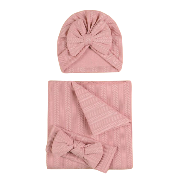 Baby wrap swaddle set - Dust Pink - New Born