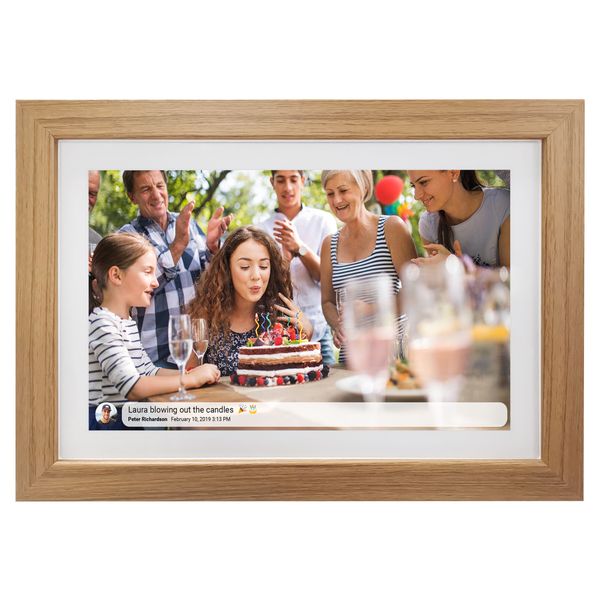 21.5 Inch WiFi Digital Photo Frame with Wood Finish, Android, 32GB Storage