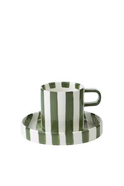 Chelsea Striped Cup &amp; Plate Set Green image