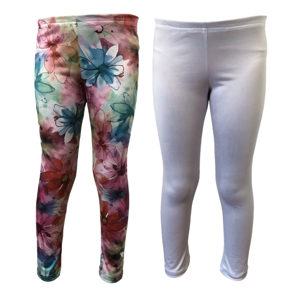 Baby/Toddler/Kids-Full-Length Leggings Duck Egg Multi &amp; White
