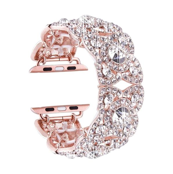 Rhinestone Watch Band Compatible With Apple - Rose Gold