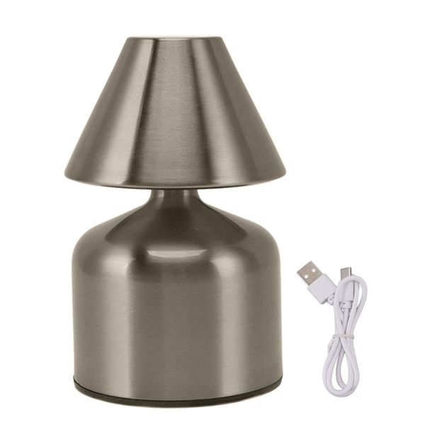 3W Stepless Dimming Cordless Bedside Desk Light for Bar (Silver)