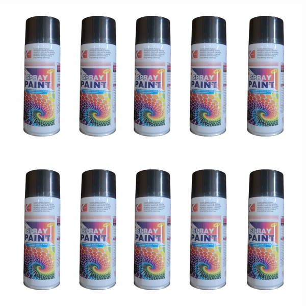 Pack of 12 Gloss Black Spray Paint Cans 400ml
