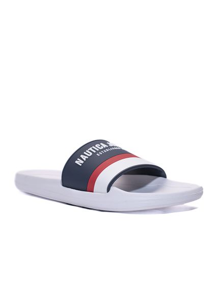 Nautica Jeans - Men's Rubber Slides in Navy, Red, and White