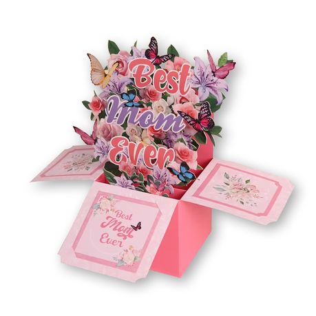 Kabukis Mother's Day Butterfly Flower Box - Pop-Up Greeting Card & Envelope Image