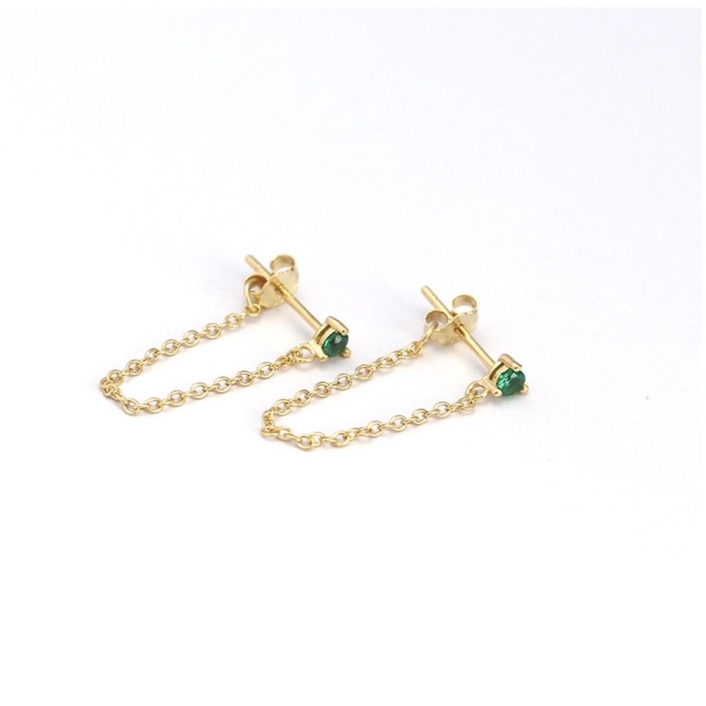 Chain Drop Earrings - Emerald Green and Gold | Shop Today. Get it ...