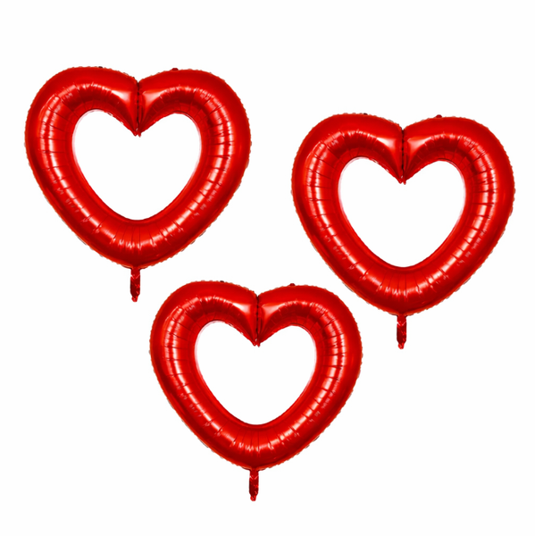3-Piece Large Red Heart Foil Balloon Set - Valentine's Day &amp; Romantic Décor