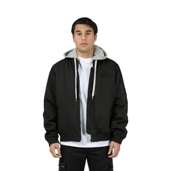 Men's Bomber Jacket with Hood - Lightweight Zip-Up Jacket