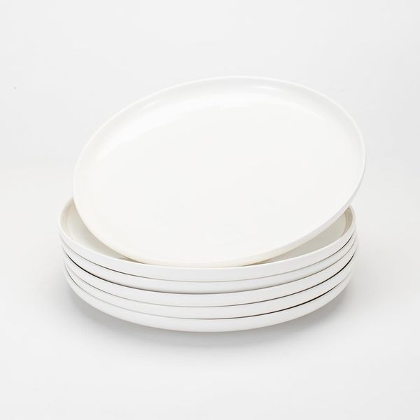 White Stoneware Dinner Plates Set of 6 - 10.3 Inch