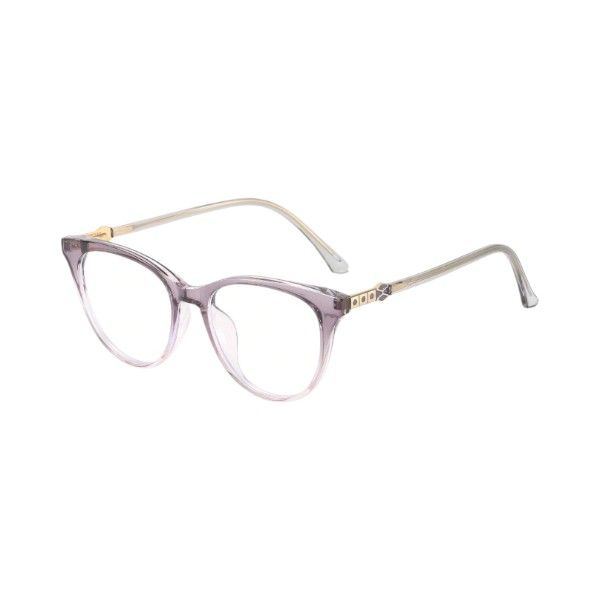 Retro-Inspired Eyewear With Gold Accent Arms - Transparent Purple