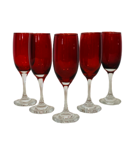 Champagne Glasses 190ml 6 Piece Red
