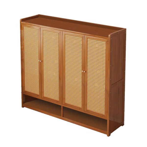 4 Doors Modern Bamboo-Wood Shoes Rack-7 Tiers
