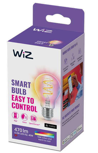 WiZ Wi-Fi A60 Spiral 6W E27 CL RGBW Smart Bulb