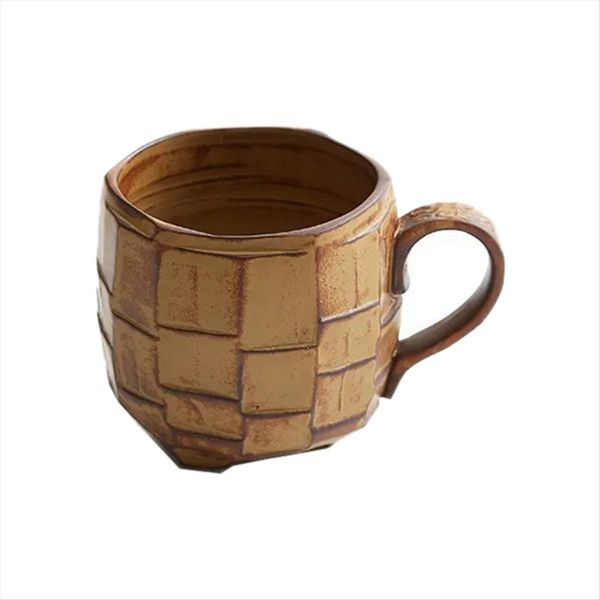 Yellow 420Ml Retro Rough Pottery Coffee Cup Japanese Ceramic Mugs