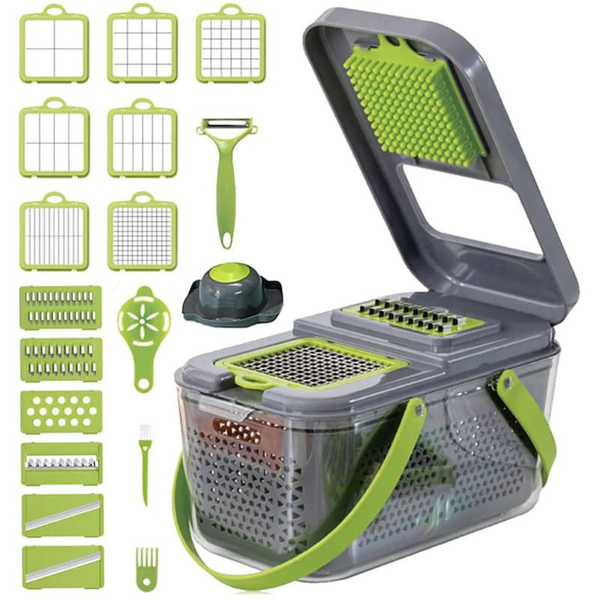 Kitchen Fruits Vegetable Choppers Set With Drainer &amp; Storage Container