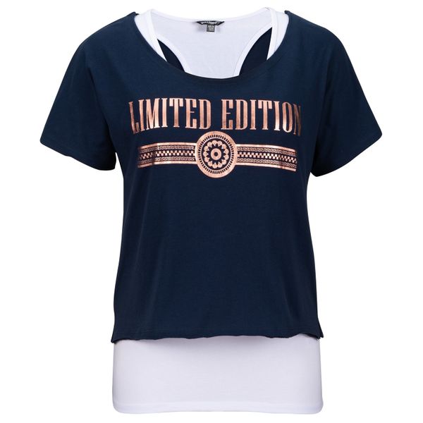 Golddigga Ladies Double Layer T Shirt - Navy [Parallel Import]