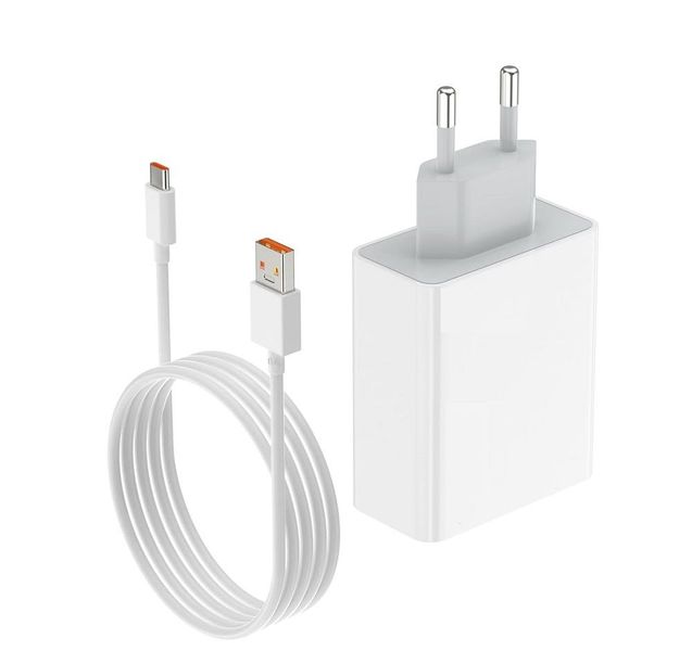 67W Fast Power Adapter with 6A USB to USB-C Cable white