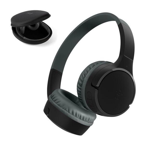 Belkin - Soundform Mini Kids Wireless Headphones - Black with Case