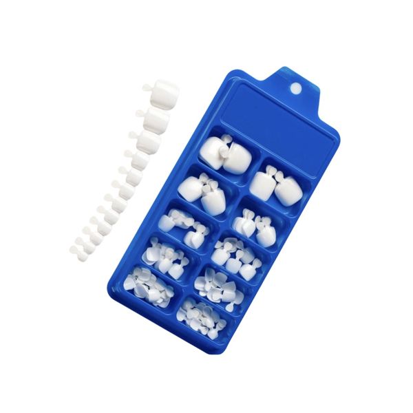 120Piece Glossy White False Toe Nails - Full Cover Short Square