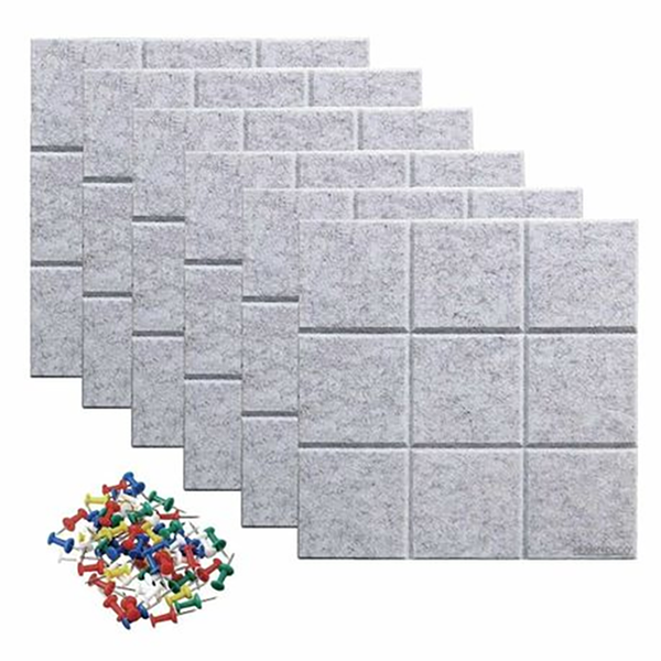 Self Adhesive Acoustic Felt Panels 6 Pieces Set Sound Absorbing Wall Decor