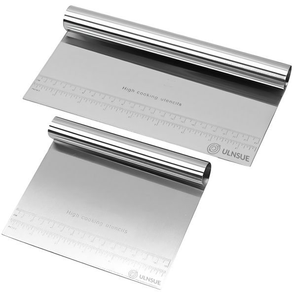 ULNSUE 2Pieces 15+22cm Stainless Steel Dough Pastry Scraper/Cutter