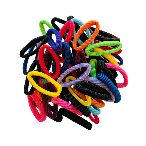 Assorted Colours Soft Elastic Hair Pony Bands - 50 Piece (7cm)