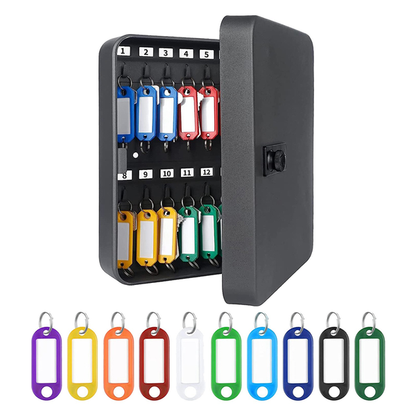 28-Key Key Cabinet Wall Mounted Key Organizer with 40 Key Identifiers