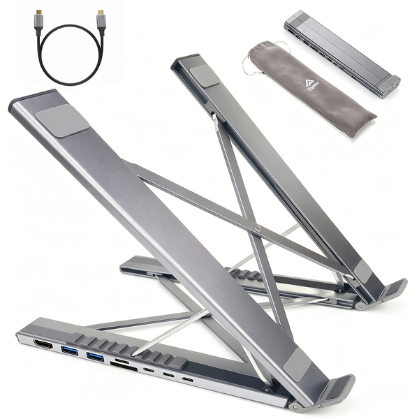 Topika 8 In 1 Laptop Docking Station Stand With Height Adjustable,Foldable