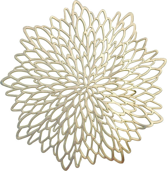 Vinyl Perla Metallic Accent Centerpiece Placemats - 10 Piece
