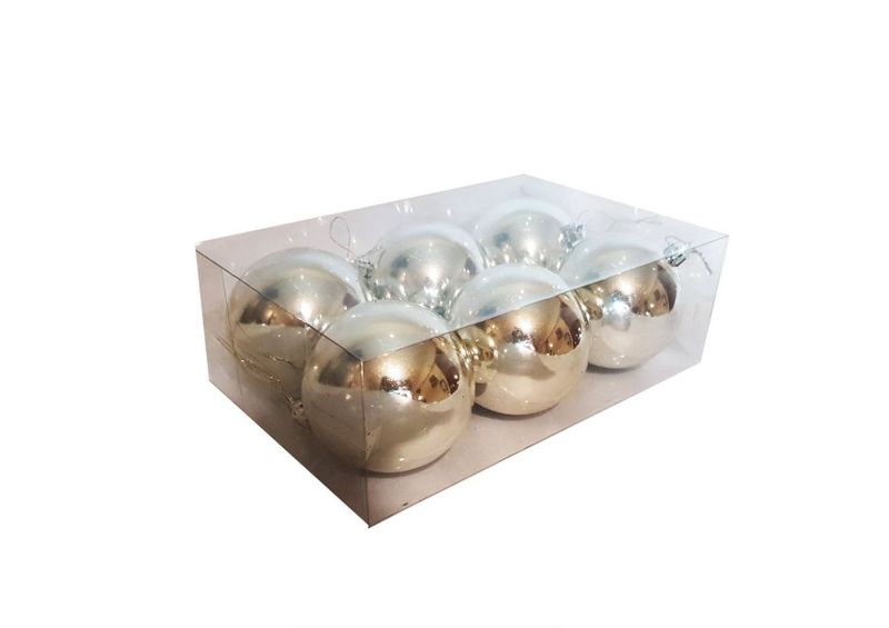 Reflective Silver Christmas Tree Baubles - Christmas Balls 6 Pack