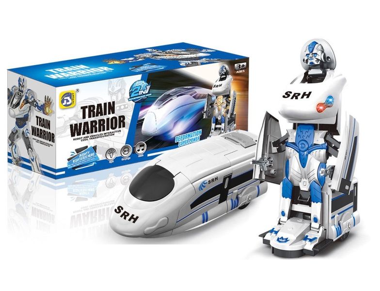 Toy Train Warrior 2in1 transform into Robot 360 Rotate with Light &amp; Sound