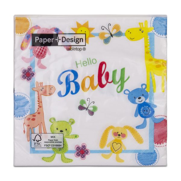 Paper + Design - Napkins - Hello Baby - 33cm x 33xm - Pack of 20