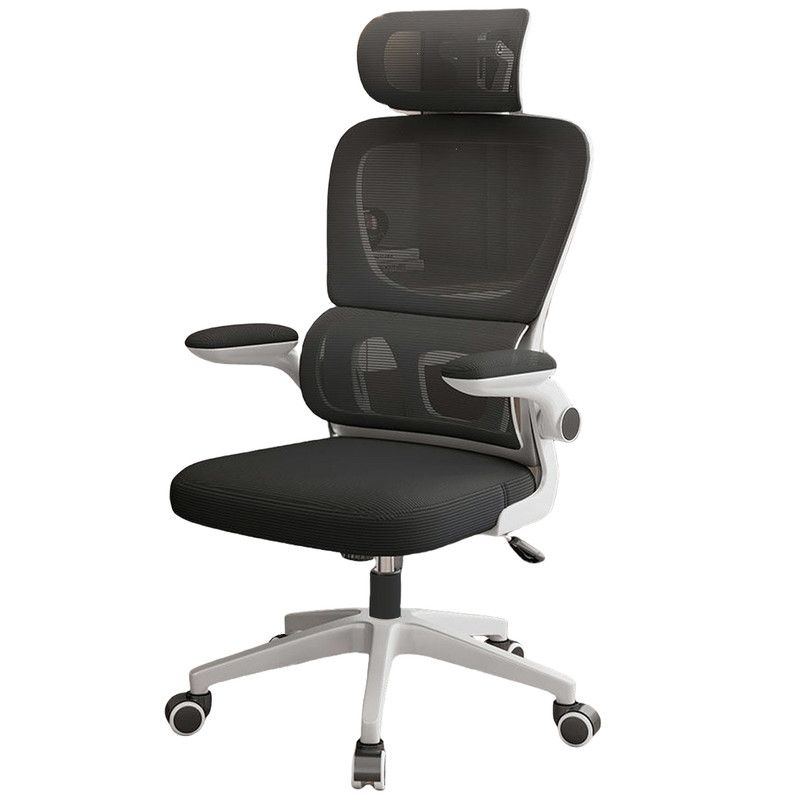 3D Headrest Support Black Mesh Backrest White Frame Executive Office Chair