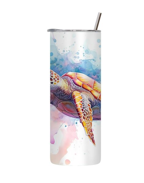 Turtle_5 20 Oz Tumbler with Lid Straw Trendy Ocean Graphic Sea Life Gift172