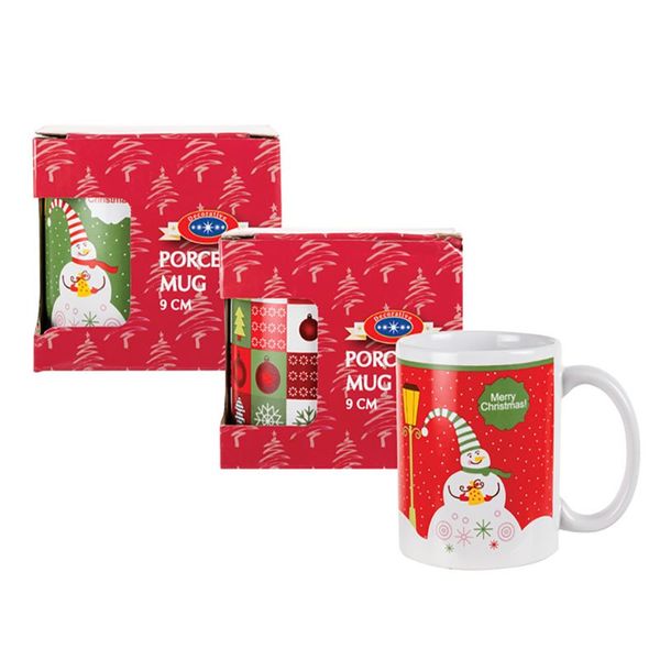 Bulk Pack x 6 Xmas Sundry Ceramic Cup 9cm