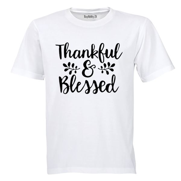 Thankful &amp; Blessed - Mens - T-Shirt - White