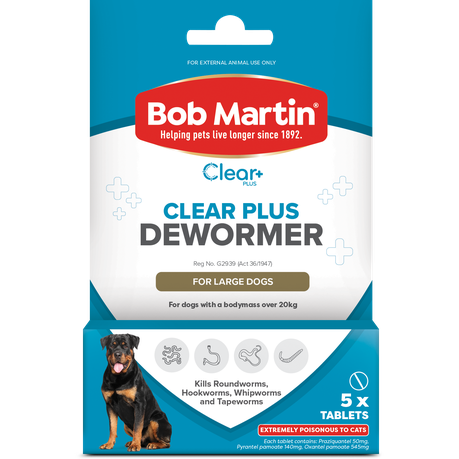 Bob Martin Clear+ Dewormer Tablets for Large Dogs 5's Image