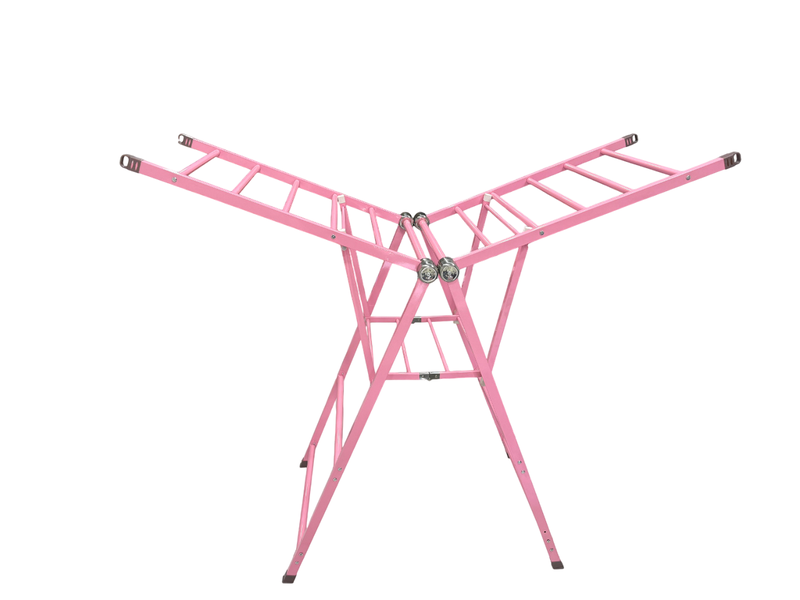 Premium Pink Metal Laundry Drying Rack - Heavy-Duty, Foldable Design